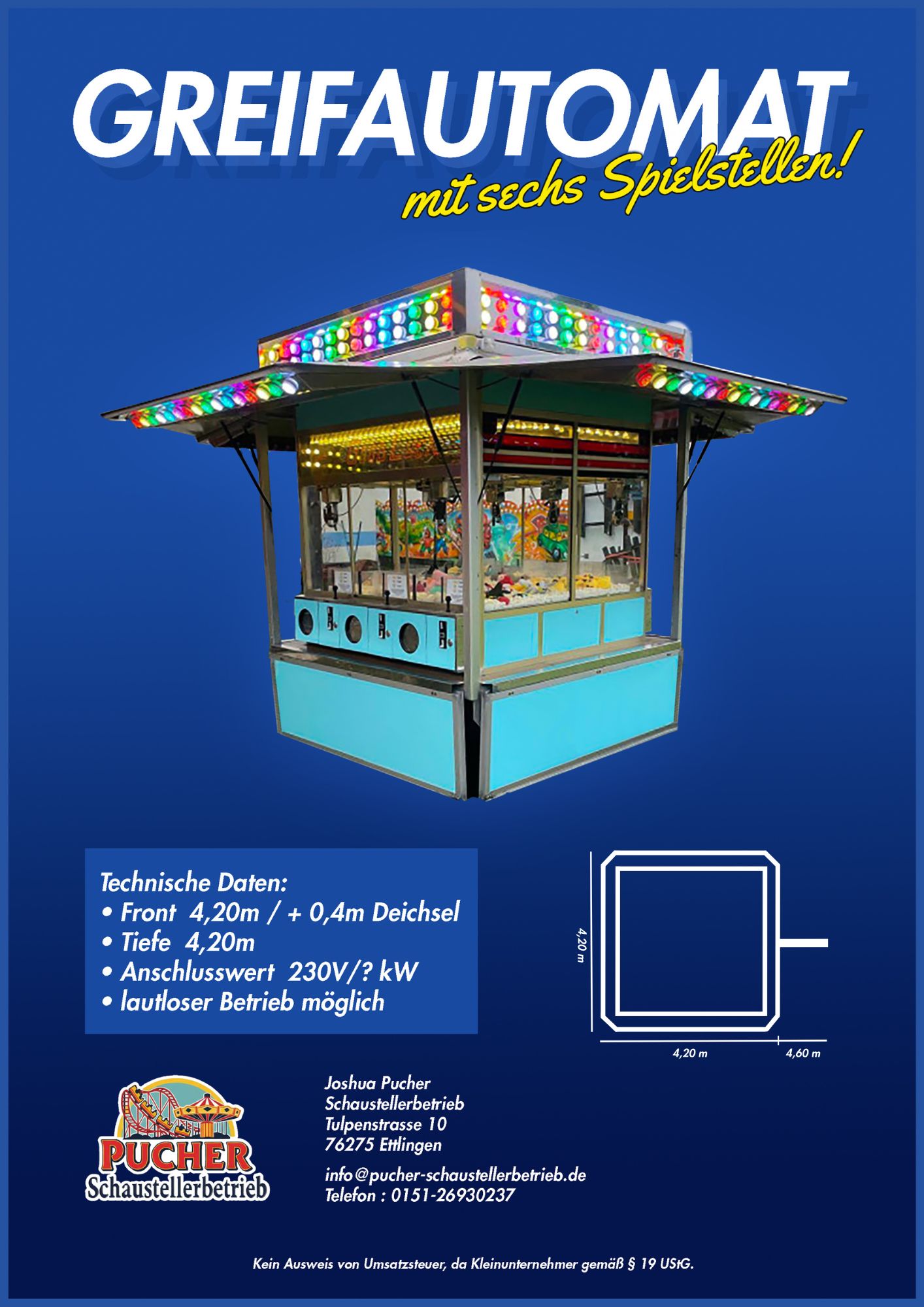 Greifautomat Flyer Pucher Schaustellerbetrieb